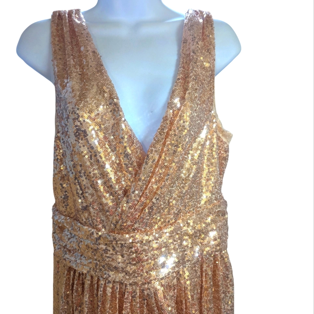 NWT Kate Kasin Rose Gold Sequin Bridesmaid Evening Dress